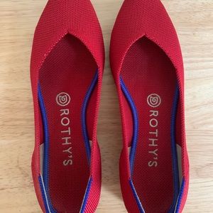 Pointed Toe Red Rothy’s Flats